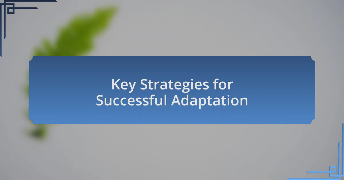 Key Strategies for Successful Adaptation