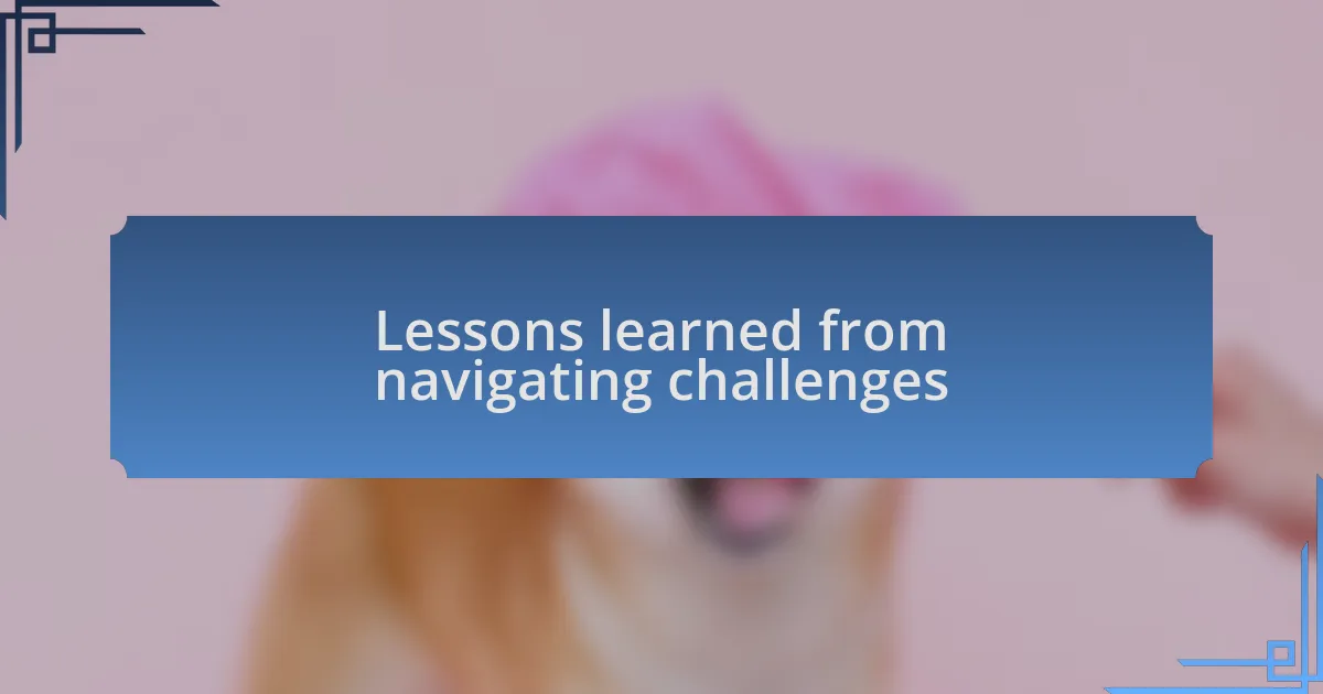 Lessons learned from navigating challenges