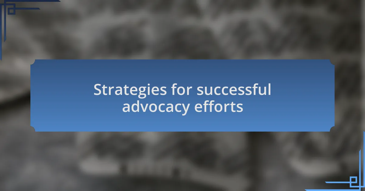 Strategies for successful advocacy efforts